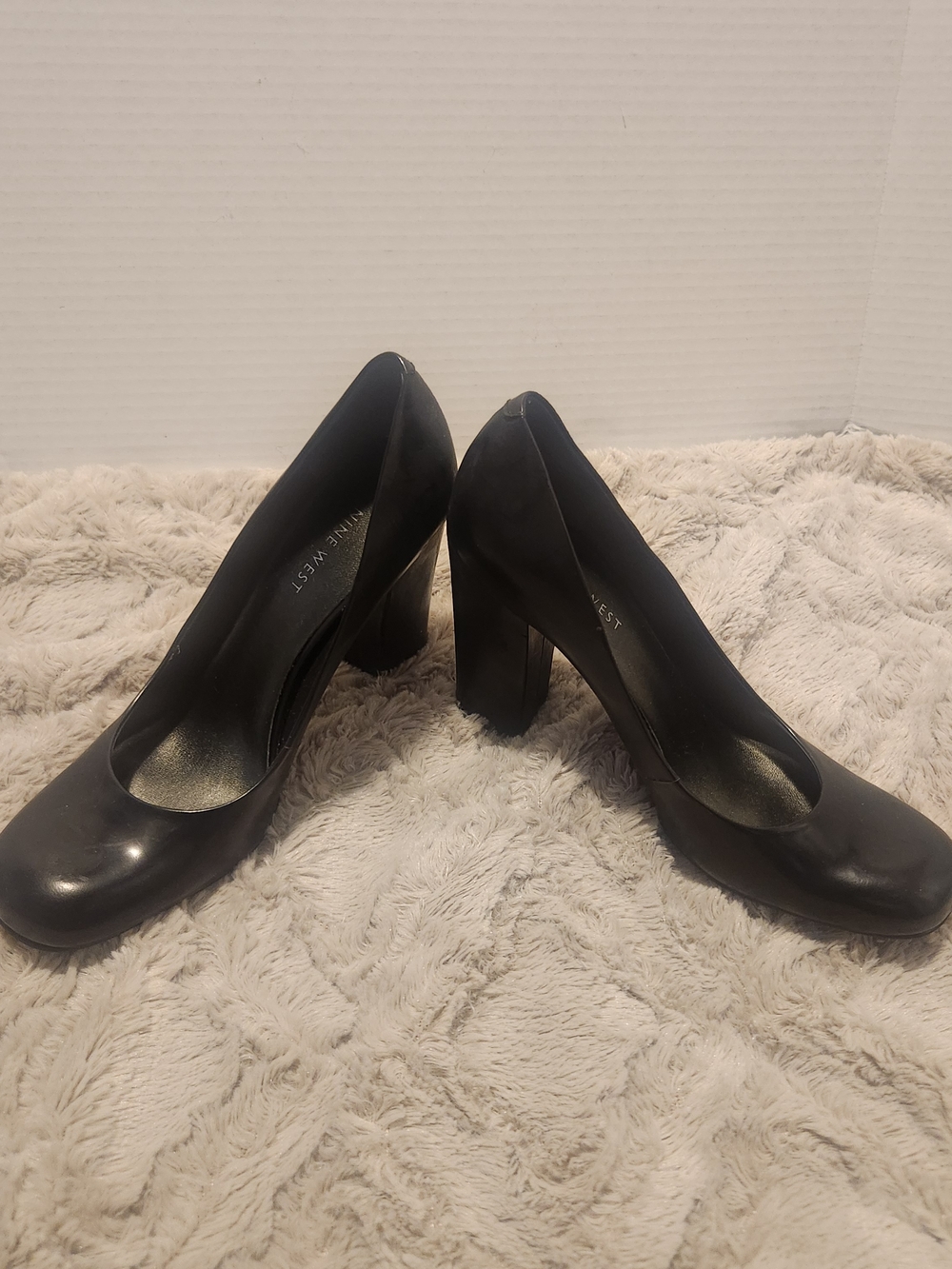 Nine West Burgundy Square-Toe Block Heel Pumps - Picture 8 of 8